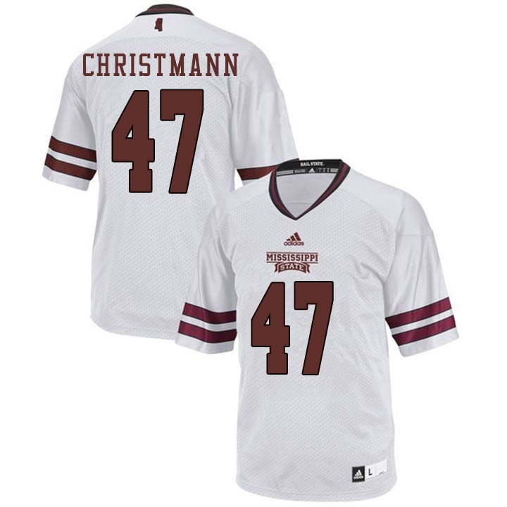 Men #47 Jace Christmann Mississippi State Bulldogs College Football Jerseys Sale-White